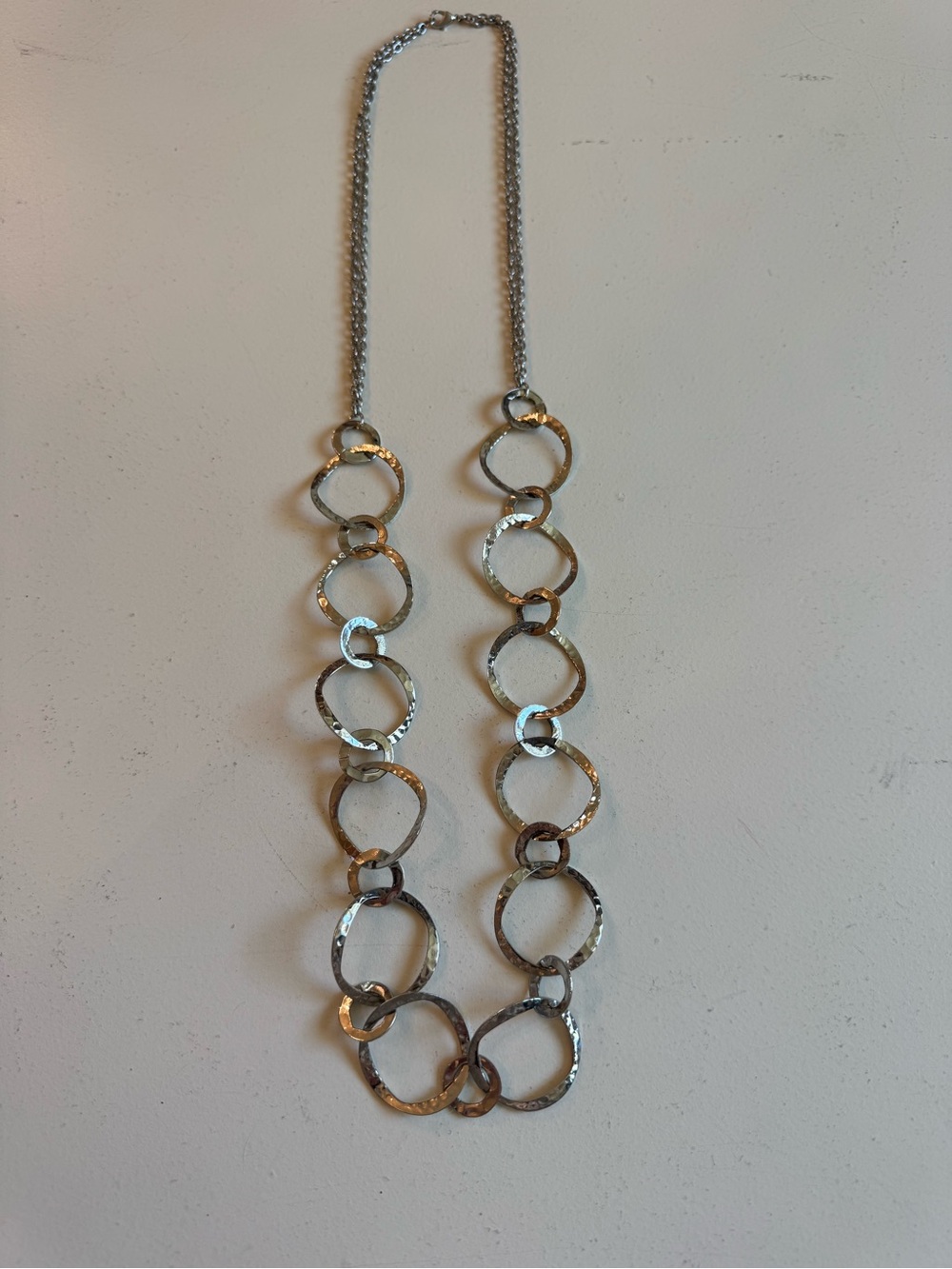 Silver Hammered Link Necklace - Women Jewelry